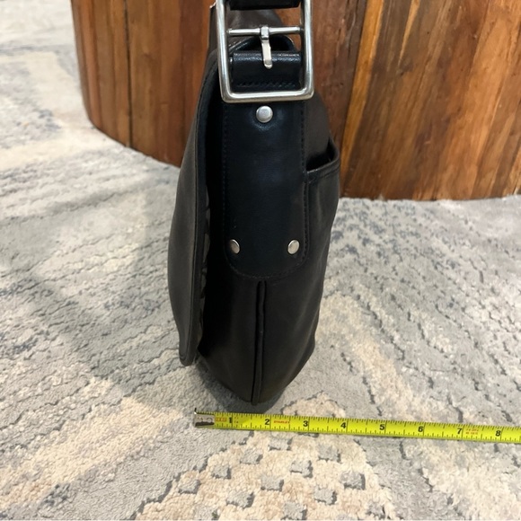 COACH Legacy CROSSBODY LEATHER BAG Black Flap Purse 7454 Adjustable Strap - Picture 4 of 12